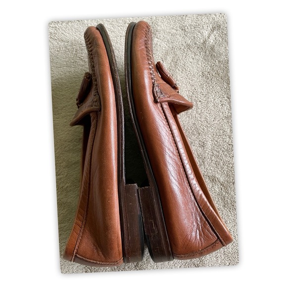 Vintage Rosina Ferragamo SCHIAVONE Brown Croc Embossed Tassel Loafers Men\'s 8D main image 7